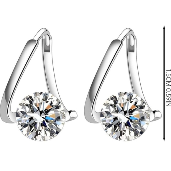 14K Gold Plated Full Diamond Zircon Hoop Earrings for Women - Picture 5 of 6